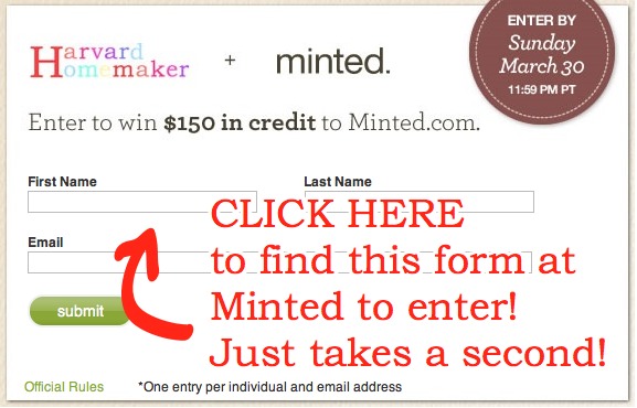 Click here to find this form to enter Minted giveaway